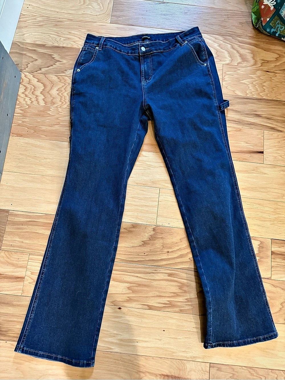 Flamingals Jeans Women’s 2XL Blue Stretch Carpenter Utility Straight Leg